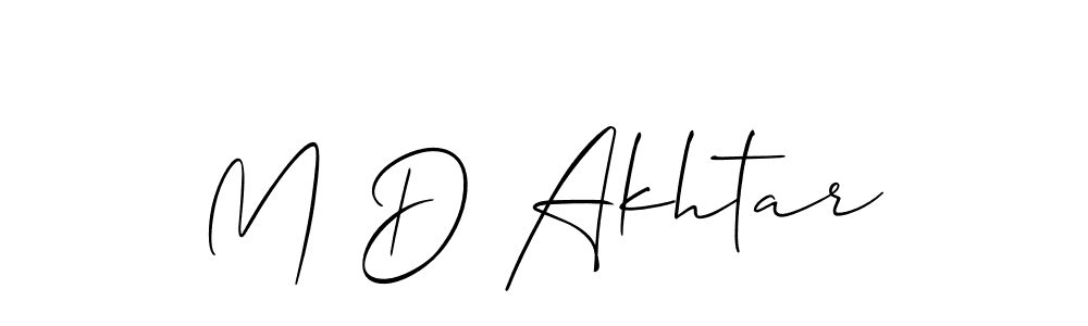 How to make M D Akhtar name signature. Use Allison_Script style for creating short signs online. This is the latest handwritten sign. M D Akhtar signature style 2 images and pictures png