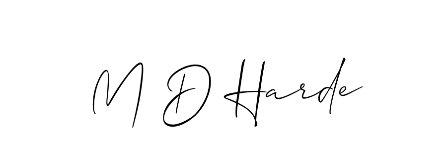 The best way (Allison_Script) to make a short signature is to pick only two or three words in your name. The name M D Harde include a total of six letters. For converting this name. M D Harde signature style 2 images and pictures png