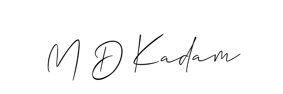 The best way (Allison_Script) to make a short signature is to pick only two or three words in your name. The name M D Kadam include a total of six letters. For converting this name. M D Kadam signature style 2 images and pictures png
