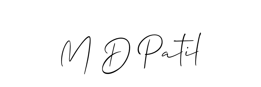 Also You can easily find your signature by using the search form. We will create M D Patil name handwritten signature images for you free of cost using Allison_Script sign style. M D Patil signature style 2 images and pictures png