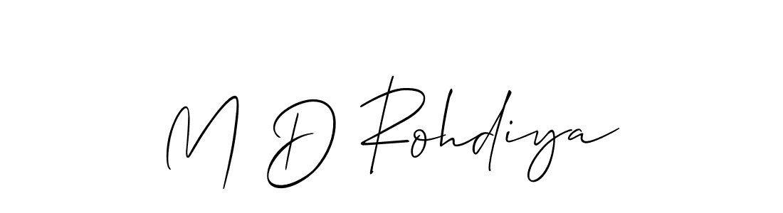 How to make M D Rohdiya name signature. Use Allison_Script style for creating short signs online. This is the latest handwritten sign. M D Rohdiya signature style 2 images and pictures png