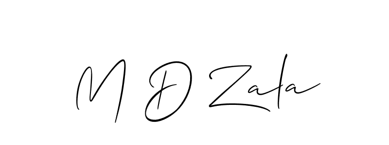 How to make M D Zala name signature. Use Allison_Script style for creating short signs online. This is the latest handwritten sign. M D Zala signature style 2 images and pictures png