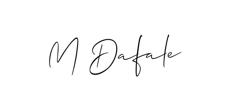 The best way (Allison_Script) to make a short signature is to pick only two or three words in your name. The name M Dafale include a total of six letters. For converting this name. M Dafale signature style 2 images and pictures png
