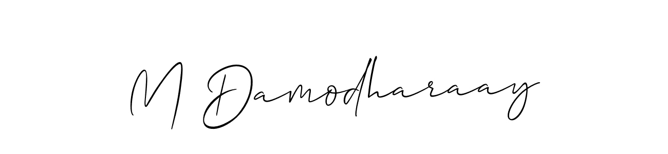 You should practise on your own different ways (Allison_Script) to write your name (M Damodharaay) in signature. don't let someone else do it for you. M Damodharaay signature style 2 images and pictures png