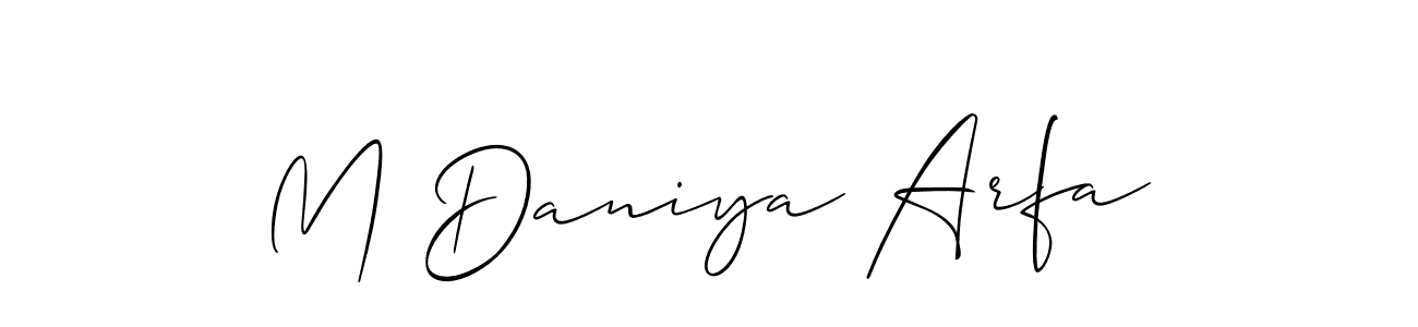 You can use this online signature creator to create a handwritten signature for the name M Daniya Arfa. This is the best online autograph maker. M Daniya Arfa signature style 2 images and pictures png