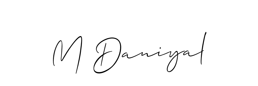 The best way (Allison_Script) to make a short signature is to pick only two or three words in your name. The name M Daniyal include a total of six letters. For converting this name. M Daniyal signature style 2 images and pictures png