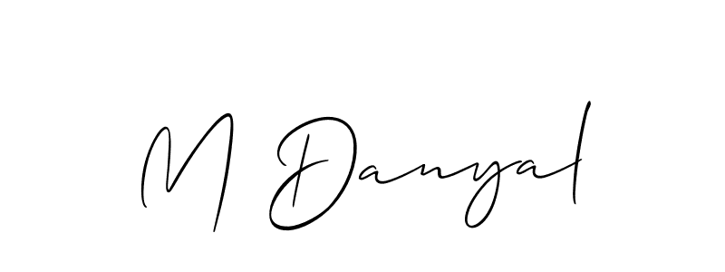 if you are searching for the best signature style for your name M Danyal. so please give up your signature search. here we have designed multiple signature styles  using Allison_Script. M Danyal signature style 2 images and pictures png