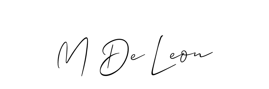 if you are searching for the best signature style for your name M De Leon. so please give up your signature search. here we have designed multiple signature styles  using Allison_Script. M De Leon signature style 2 images and pictures png