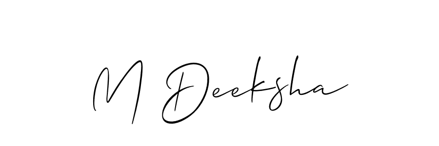 Check out images of Autograph of M Deeksha name. Actor M Deeksha Signature Style. Allison_Script is a professional sign style online. M Deeksha signature style 2 images and pictures png