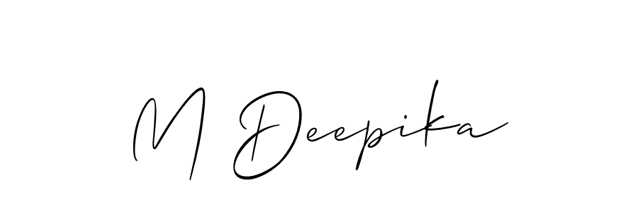 Also we have M Deepika name is the best signature style. Create professional handwritten signature collection using Allison_Script autograph style. M Deepika signature style 2 images and pictures png