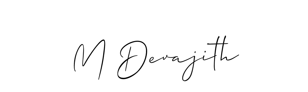 Use a signature maker to create a handwritten signature online. With this signature software, you can design (Allison_Script) your own signature for name M Devajith. M Devajith signature style 2 images and pictures png