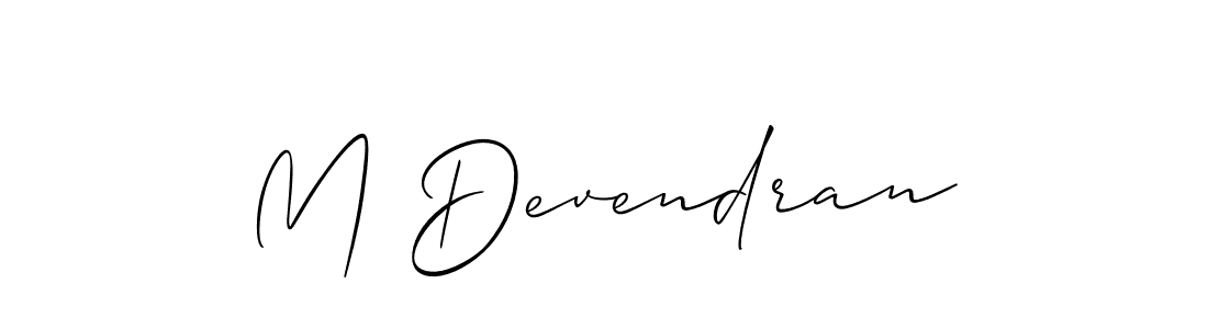 Use a signature maker to create a handwritten signature online. With this signature software, you can design (Allison_Script) your own signature for name M Devendran. M Devendran signature style 2 images and pictures png