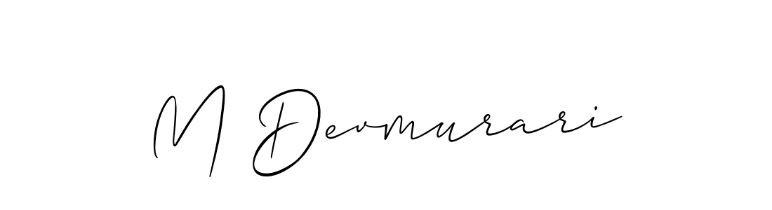 The best way (Allison_Script) to make a short signature is to pick only two or three words in your name. The name M Devmurari include a total of six letters. For converting this name. M Devmurari signature style 2 images and pictures png