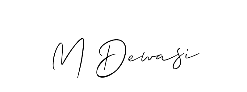 Allison_Script is a professional signature style that is perfect for those who want to add a touch of class to their signature. It is also a great choice for those who want to make their signature more unique. Get M Dewasi name to fancy signature for free. M Dewasi signature style 2 images and pictures png