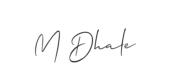 Use a signature maker to create a handwritten signature online. With this signature software, you can design (Allison_Script) your own signature for name M Dhale. M Dhale signature style 2 images and pictures png