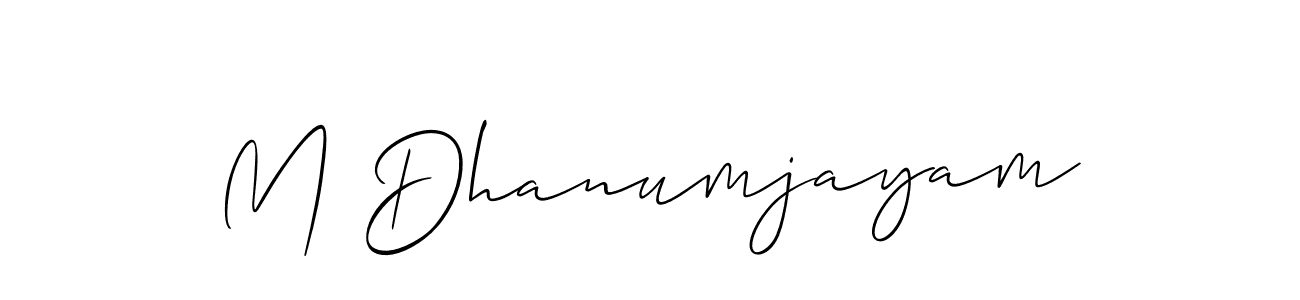 How to Draw M Dhanumjayam signature style? Allison_Script is a latest design signature styles for name M Dhanumjayam. M Dhanumjayam signature style 2 images and pictures png