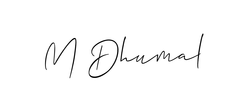 You should practise on your own different ways (Allison_Script) to write your name (M Dhumal) in signature. don't let someone else do it for you. M Dhumal signature style 2 images and pictures png