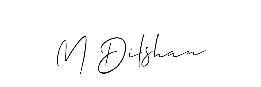 Allison_Script is a professional signature style that is perfect for those who want to add a touch of class to their signature. It is also a great choice for those who want to make their signature more unique. Get M Dilshan name to fancy signature for free. M Dilshan signature style 2 images and pictures png