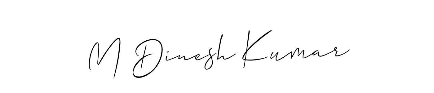 You should practise on your own different ways (Allison_Script) to write your name (M Dinesh Kumar) in signature. don't let someone else do it for you. M Dinesh Kumar signature style 2 images and pictures png