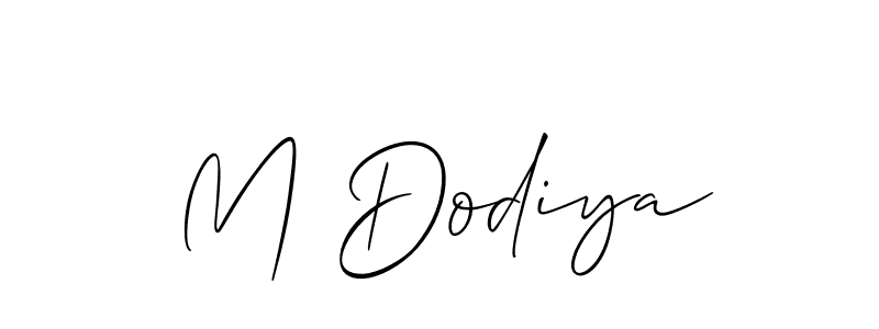 You should practise on your own different ways (Allison_Script) to write your name (M Dodiya) in signature. don't let someone else do it for you. M Dodiya signature style 2 images and pictures png