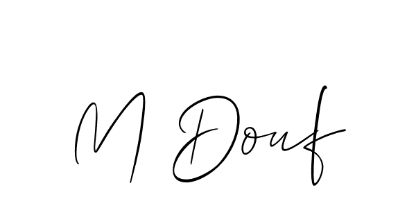 if you are searching for the best signature style for your name M Douf. so please give up your signature search. here we have designed multiple signature styles  using Allison_Script. M Douf signature style 2 images and pictures png