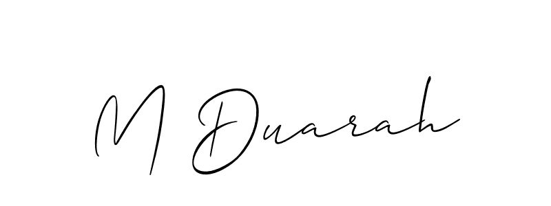 You should practise on your own different ways (Allison_Script) to write your name (M Duarah) in signature. don't let someone else do it for you. M Duarah signature style 2 images and pictures png