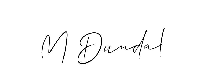 Also You can easily find your signature by using the search form. We will create M Dundal name handwritten signature images for you free of cost using Allison_Script sign style. M Dundal signature style 2 images and pictures png