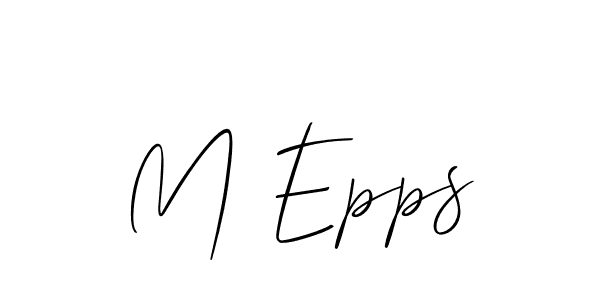 The best way (Allison_Script) to make a short signature is to pick only two or three words in your name. The name M Epps include a total of six letters. For converting this name. M Epps signature style 2 images and pictures png