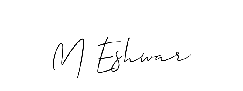 Also You can easily find your signature by using the search form. We will create M Eshwar name handwritten signature images for you free of cost using Allison_Script sign style. M Eshwar signature style 2 images and pictures png