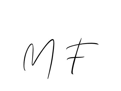 Make a beautiful signature design for name M F . With this signature (Allison_Script) style, you can create a handwritten signature for free. M F  signature style 2 images and pictures png