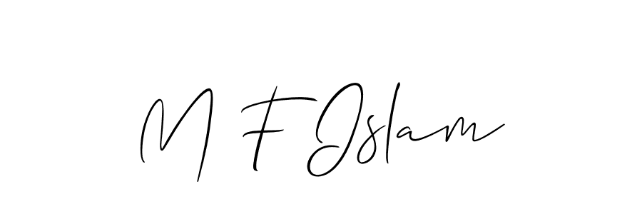 Design your own signature with our free online signature maker. With this signature software, you can create a handwritten (Allison_Script) signature for name M F Islam. M F Islam signature style 2 images and pictures png