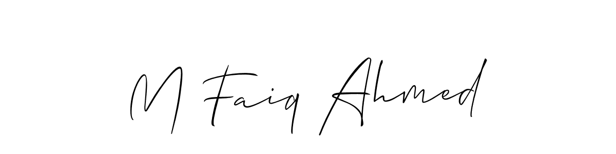 Also You can easily find your signature by using the search form. We will create M Faiq Ahmed name handwritten signature images for you free of cost using Allison_Script sign style. M Faiq Ahmed signature style 2 images and pictures png