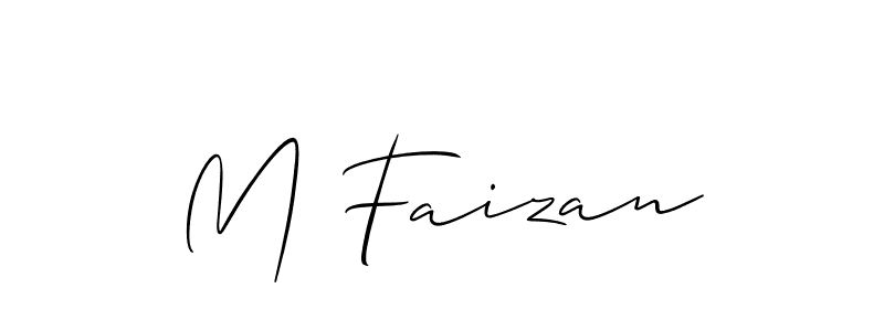 Use a signature maker to create a handwritten signature online. With this signature software, you can design (Allison_Script) your own signature for name M Faizan. M Faizan signature style 2 images and pictures png