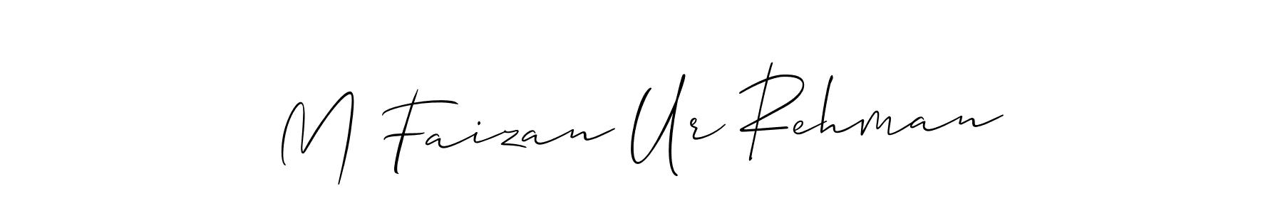 Also You can easily find your signature by using the search form. We will create M Faizan Ur Rehman name handwritten signature images for you free of cost using Allison_Script sign style. M Faizan Ur Rehman signature style 2 images and pictures png