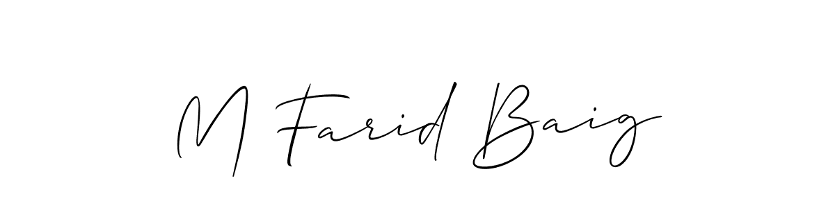 if you are searching for the best signature style for your name M Farid Baig. so please give up your signature search. here we have designed multiple signature styles  using Allison_Script. M Farid Baig signature style 2 images and pictures png