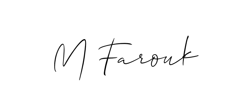 Also You can easily find your signature by using the search form. We will create M Farouk name handwritten signature images for you free of cost using Allison_Script sign style. M Farouk signature style 2 images and pictures png
