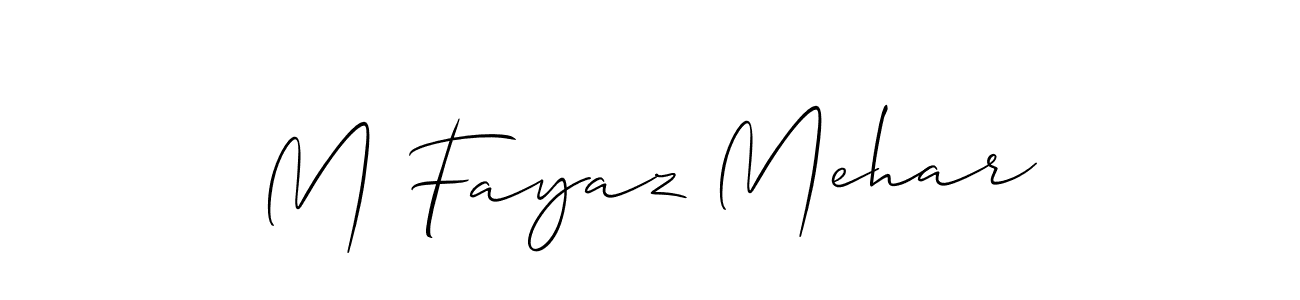 How to make M Fayaz Mehar name signature. Use Allison_Script style for creating short signs online. This is the latest handwritten sign. M Fayaz Mehar signature style 2 images and pictures png