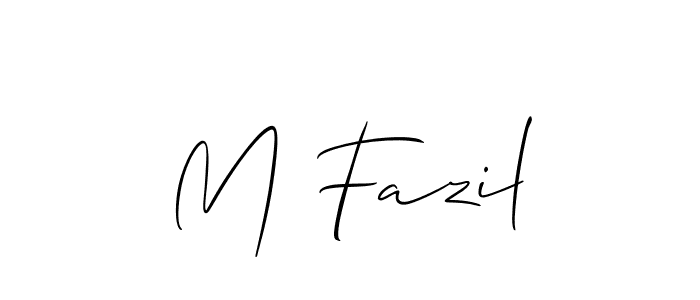 How to make M Fazil name signature. Use Allison_Script style for creating short signs online. This is the latest handwritten sign. M Fazil signature style 2 images and pictures png
