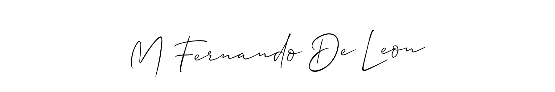 Make a beautiful signature design for name M Fernando De Leon. With this signature (Allison_Script) style, you can create a handwritten signature for free. M Fernando De Leon signature style 2 images and pictures png