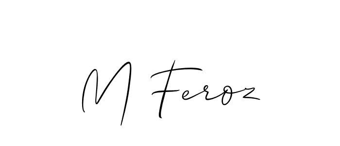 The best way (Allison_Script) to make a short signature is to pick only two or three words in your name. The name M Feroz include a total of six letters. For converting this name. M Feroz signature style 2 images and pictures png