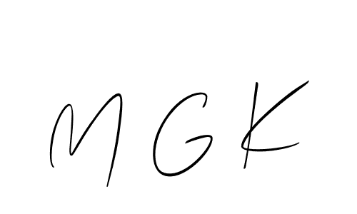 M G K stylish signature style. Best Handwritten Sign (Allison_Script) for my name. Handwritten Signature Collection Ideas for my name M G K. M G K signature style 2 images and pictures png