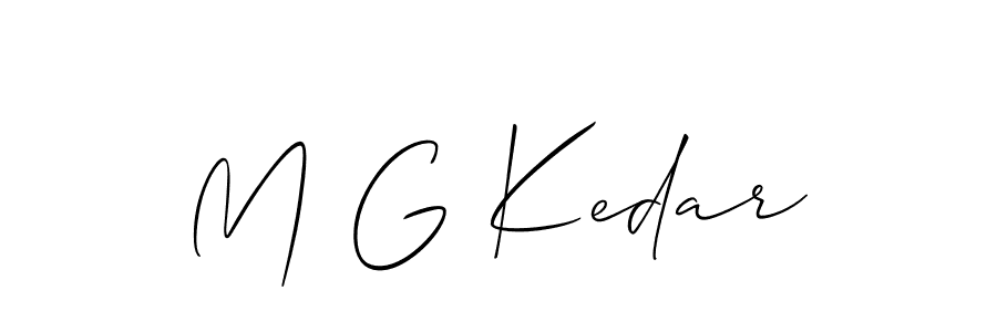 How to make M G Kedar name signature. Use Allison_Script style for creating short signs online. This is the latest handwritten sign. M G Kedar signature style 2 images and pictures png