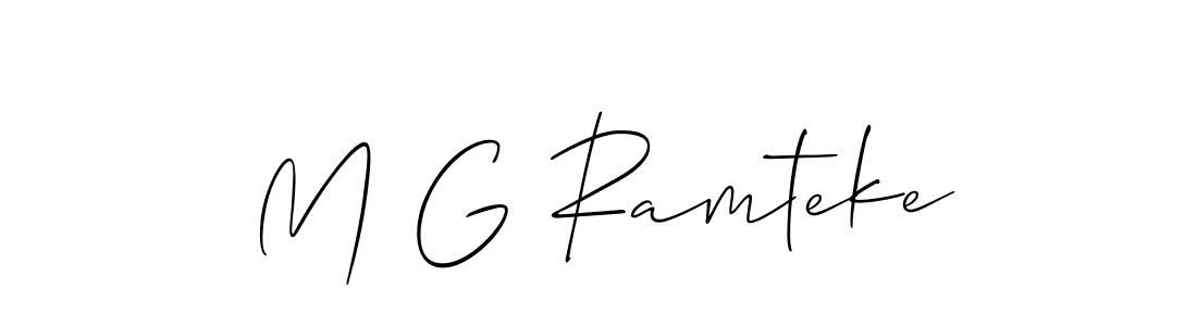 How to make M G Ramteke name signature. Use Allison_Script style for creating short signs online. This is the latest handwritten sign. M G Ramteke signature style 2 images and pictures png