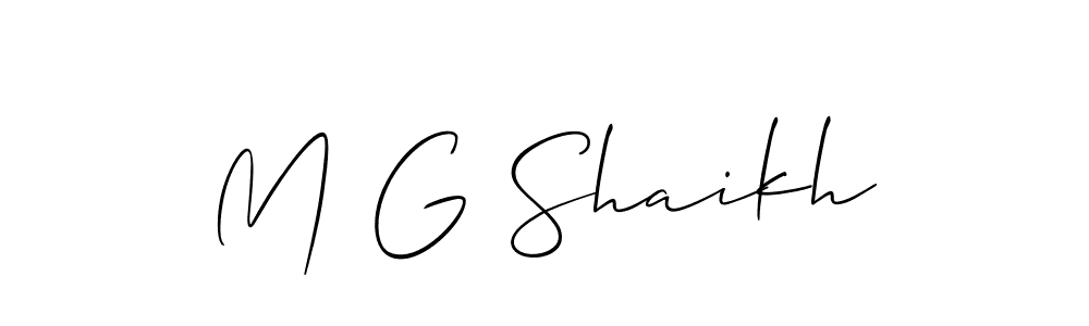 Also You can easily find your signature by using the search form. We will create M G Shaikh name handwritten signature images for you free of cost using Allison_Script sign style. M G Shaikh signature style 2 images and pictures png