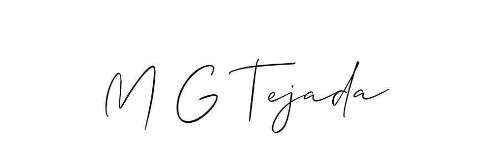 Use a signature maker to create a handwritten signature online. With this signature software, you can design (Allison_Script) your own signature for name M G Tejada. M G Tejada signature style 2 images and pictures png