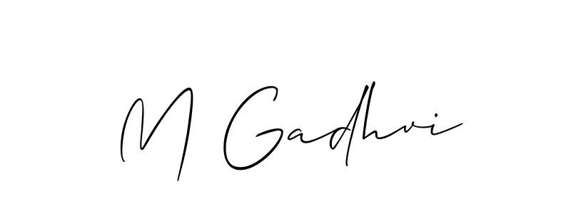 Allison_Script is a professional signature style that is perfect for those who want to add a touch of class to their signature. It is also a great choice for those who want to make their signature more unique. Get M Gadhvi name to fancy signature for free. M Gadhvi signature style 2 images and pictures png