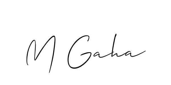 Allison_Script is a professional signature style that is perfect for those who want to add a touch of class to their signature. It is also a great choice for those who want to make their signature more unique. Get M Gaha name to fancy signature for free. M Gaha signature style 2 images and pictures png