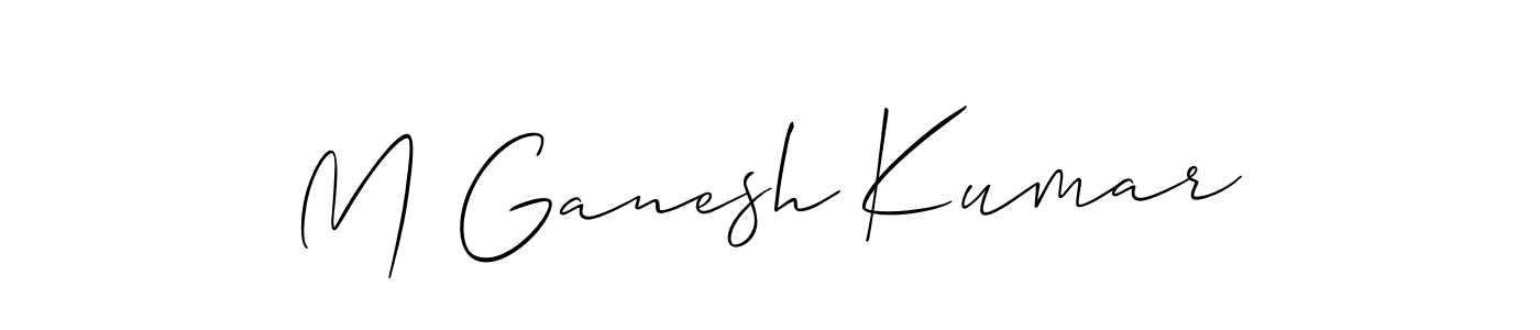 You should practise on your own different ways (Allison_Script) to write your name (M Ganesh Kumar) in signature. don't let someone else do it for you. M Ganesh Kumar signature style 2 images and pictures png