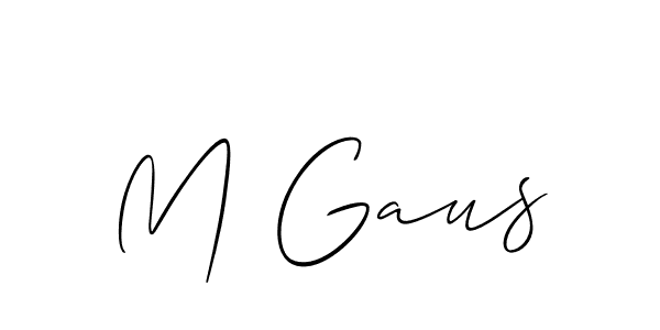 Use a signature maker to create a handwritten signature online. With this signature software, you can design (Allison_Script) your own signature for name M Gaus. M Gaus signature style 2 images and pictures png