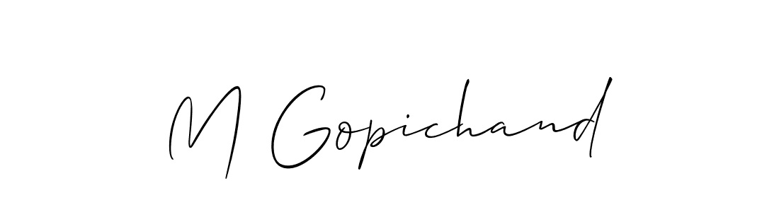 How to Draw M Gopichand signature style? Allison_Script is a latest design signature styles for name M Gopichand. M Gopichand signature style 2 images and pictures png